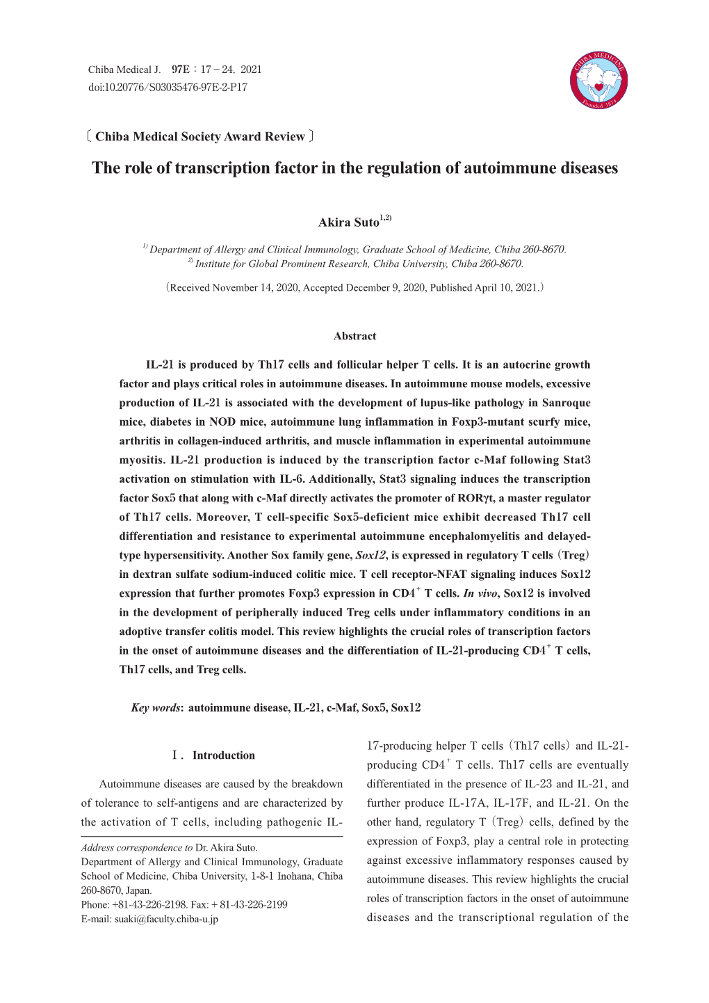 The Role of Transcription Factor in the Regulation of Autoimmune Diseases