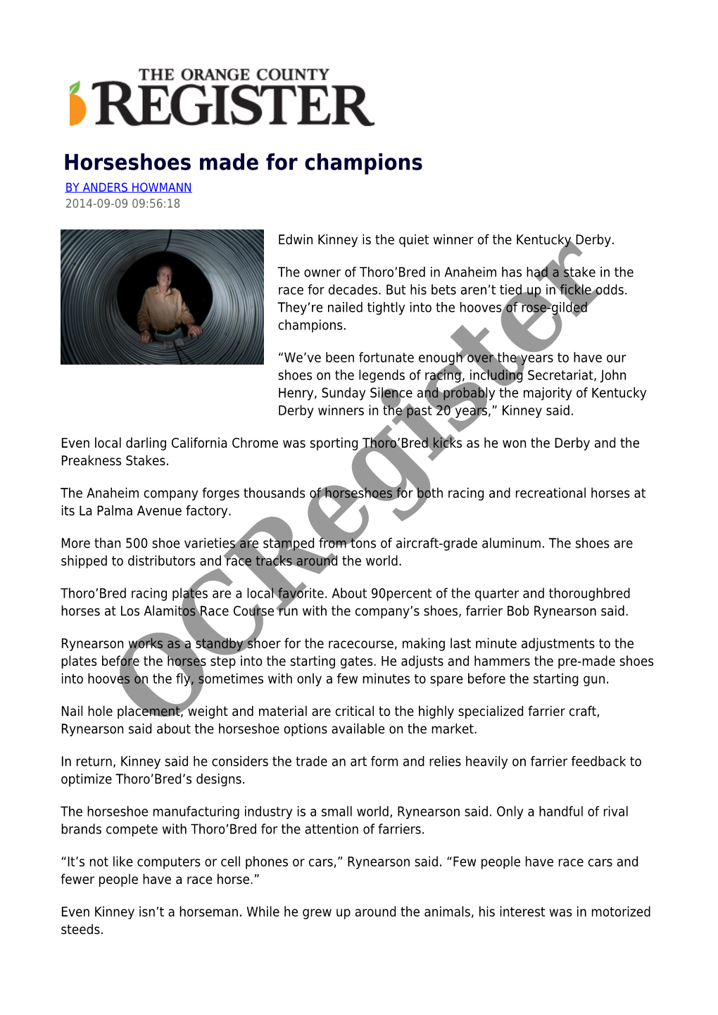 Horseshoes Made for Champions by ANDERS HOWMANN 2014-09-09 09:56:18