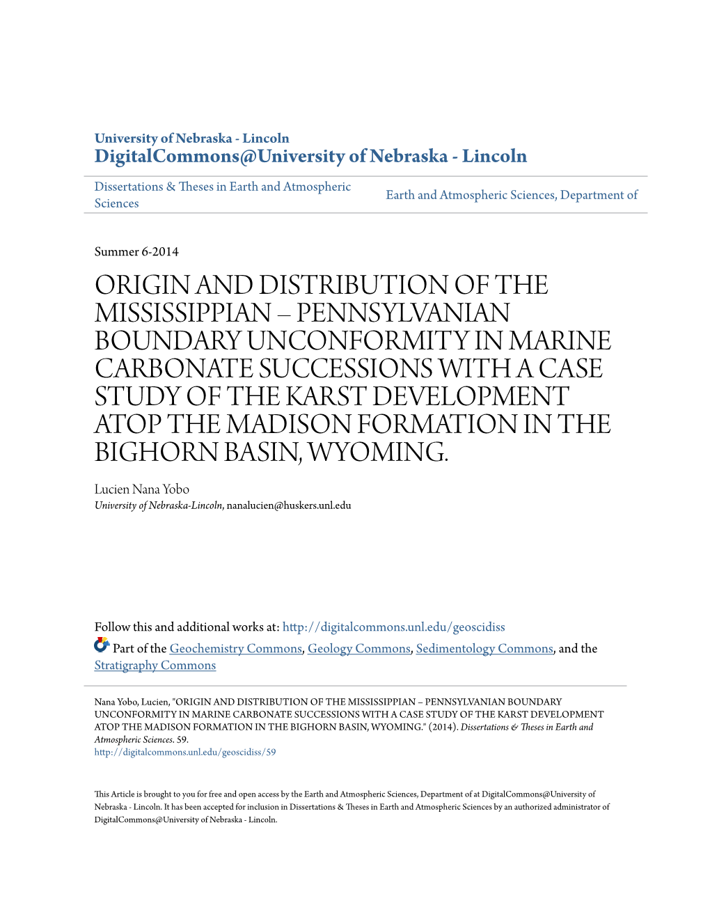 Pennsylvanian Boundary Unconformity in Marine Carbonate Successions