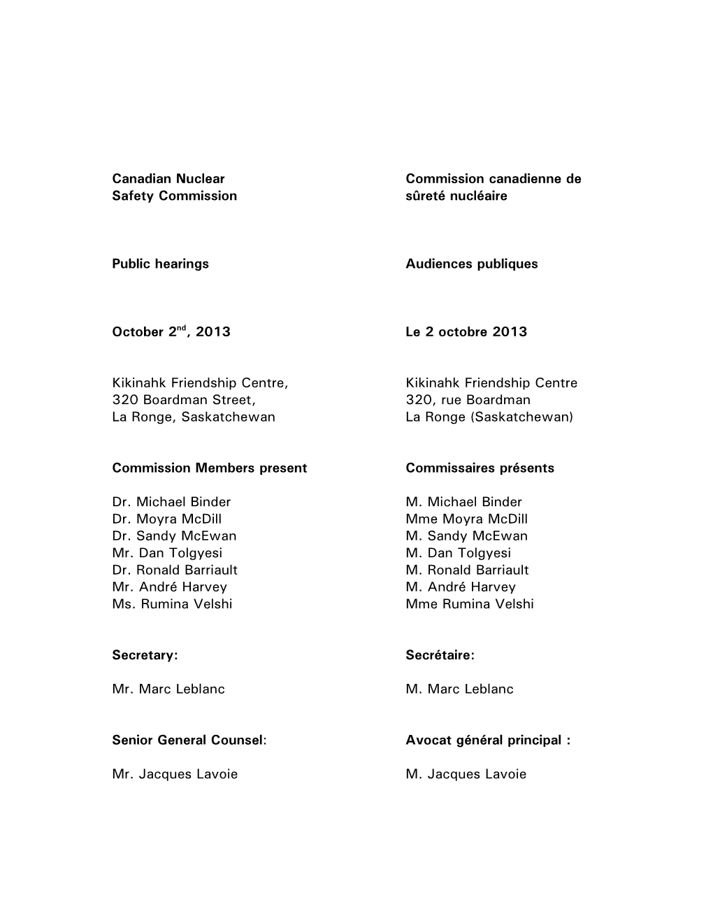 October 2, 2013 Public Hearing Transcript