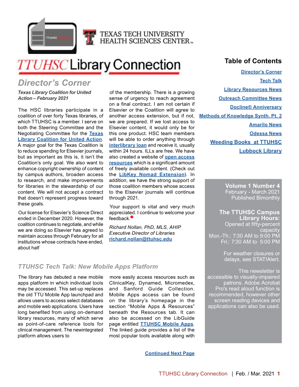 TTUHSC Newsletter February March 2021 Issue