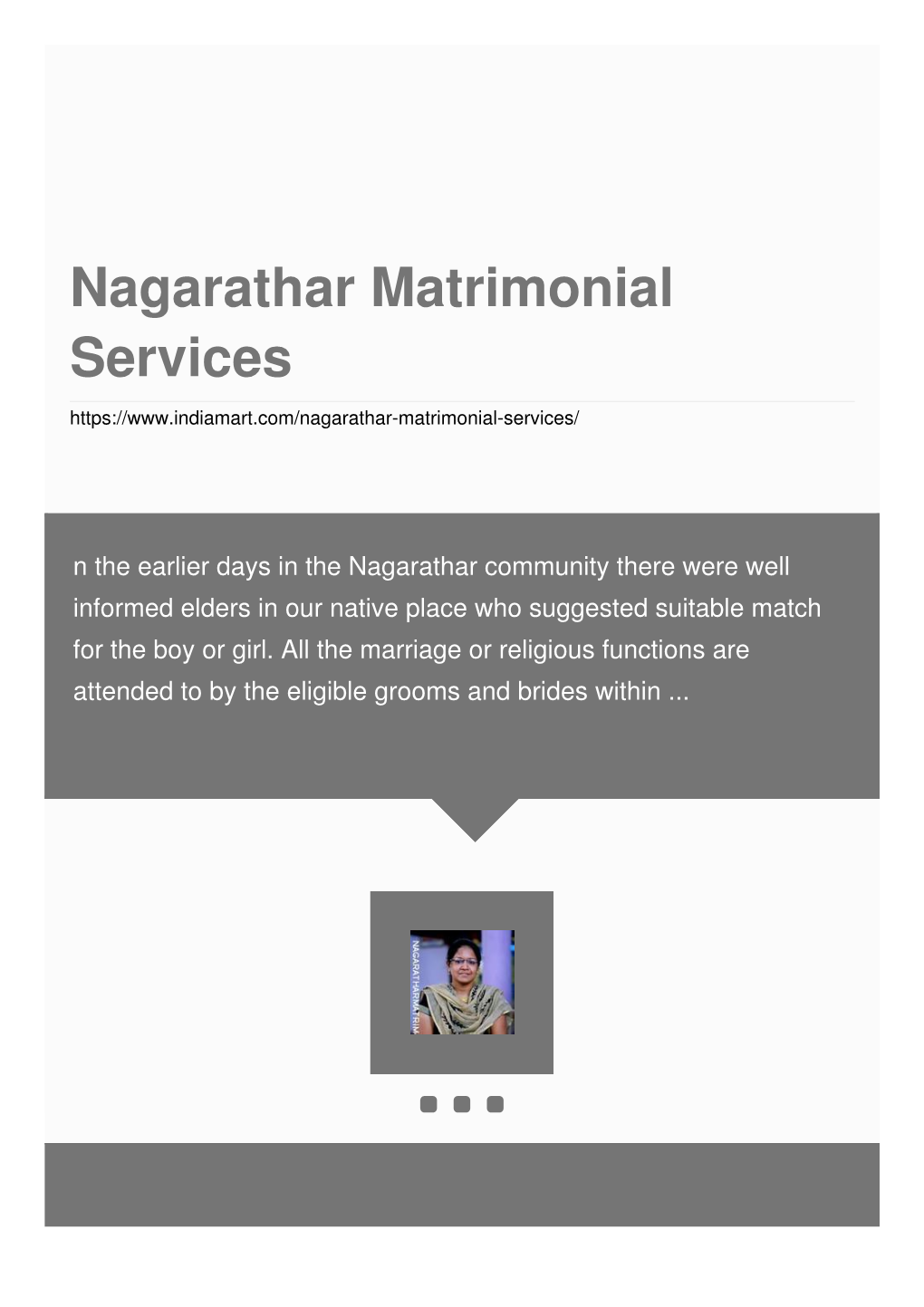 Nagarathar Matrimonial Services