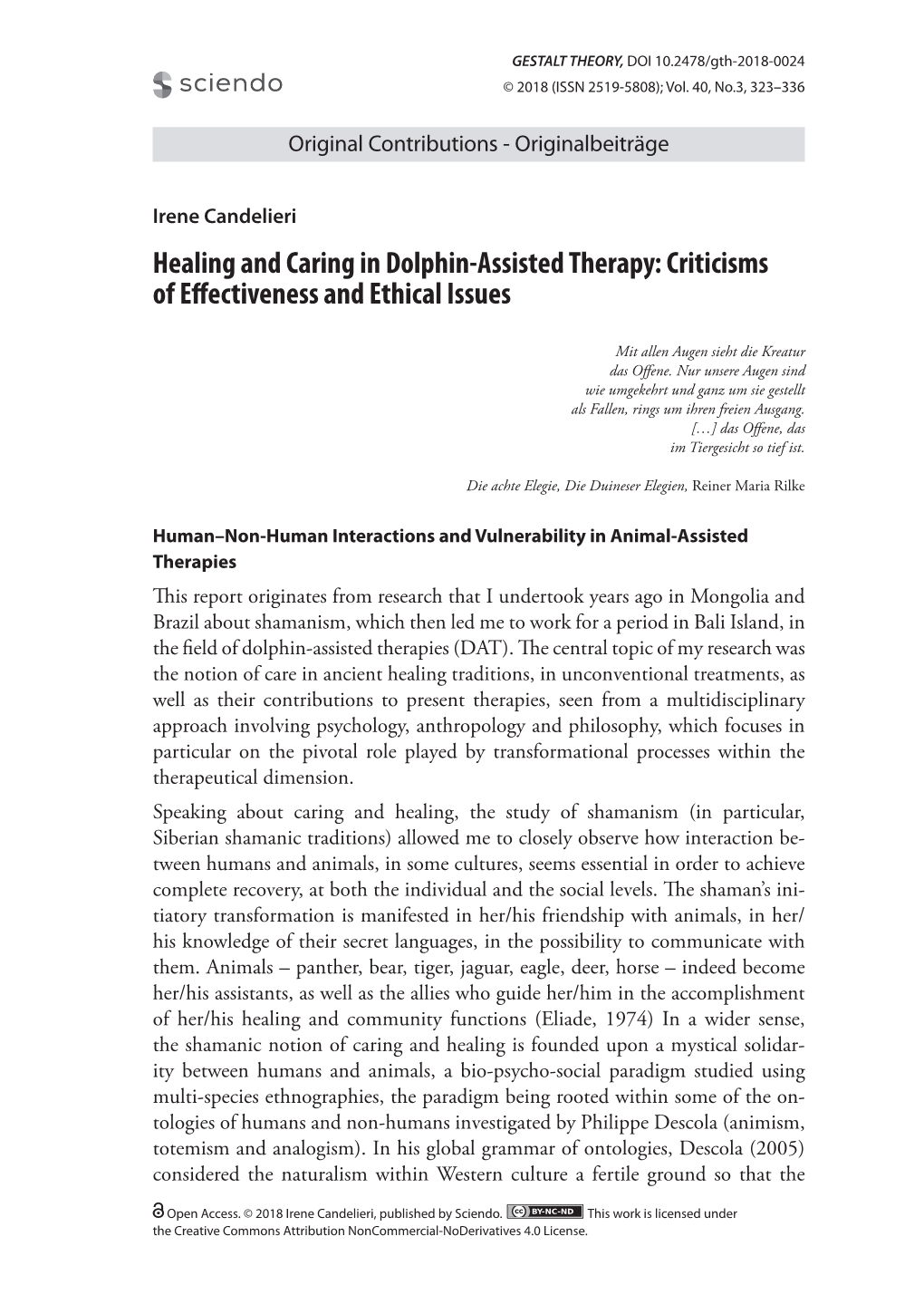 Healing and Caring in Dolphin-Assisted Therapy: Criticisms of Effectiveness and Ethical Issues