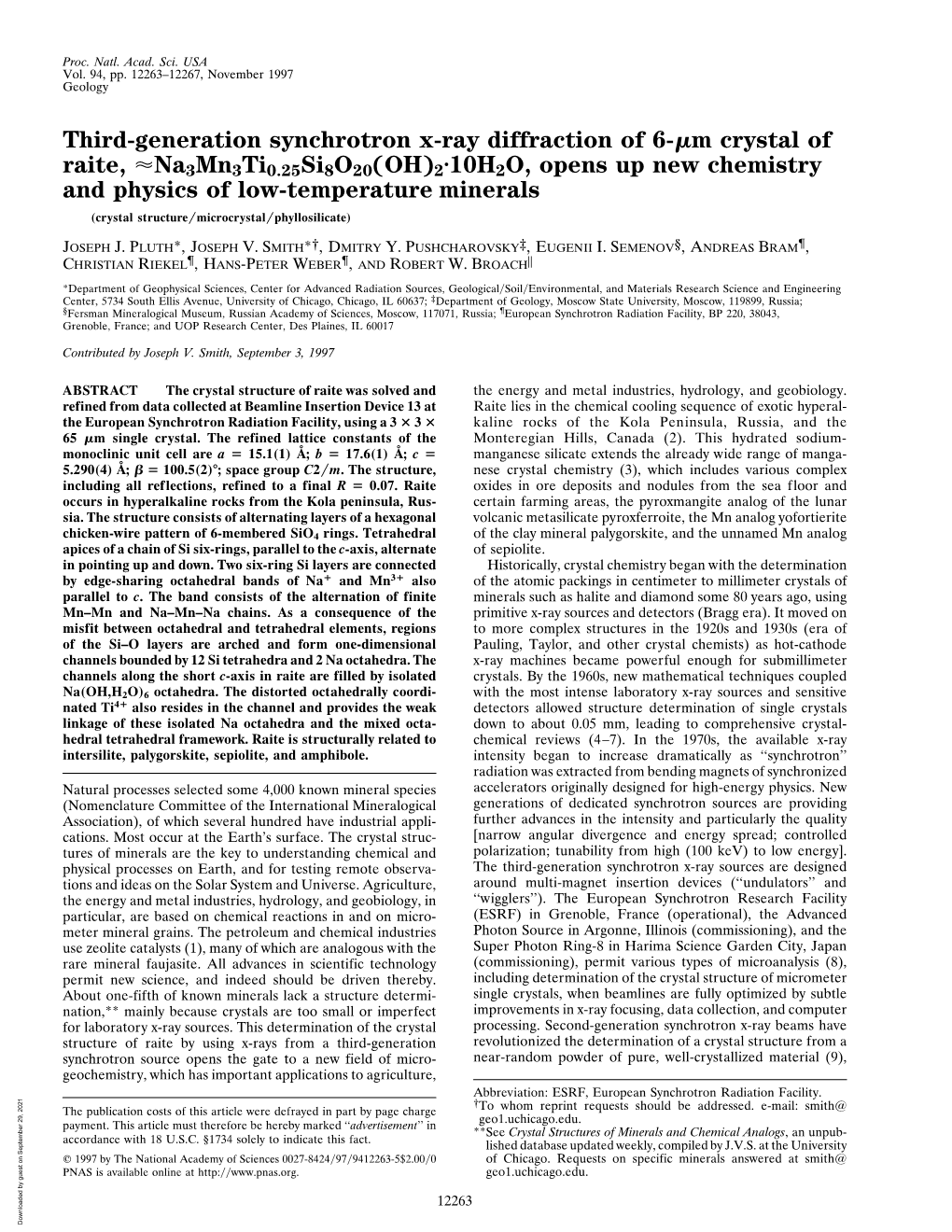 Third-Generation Synchrotron X-Ray Diffraction of 6- M Crystal of Raite, Na