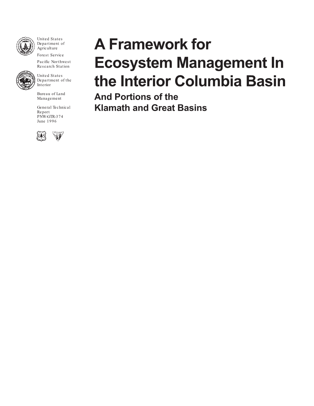 Framework for Ecosystem Management in the Interior Columbia Basin