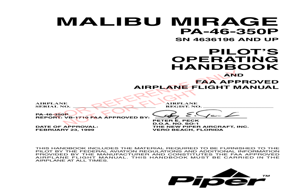 PA46-350P Pilot's Operating Handbook
