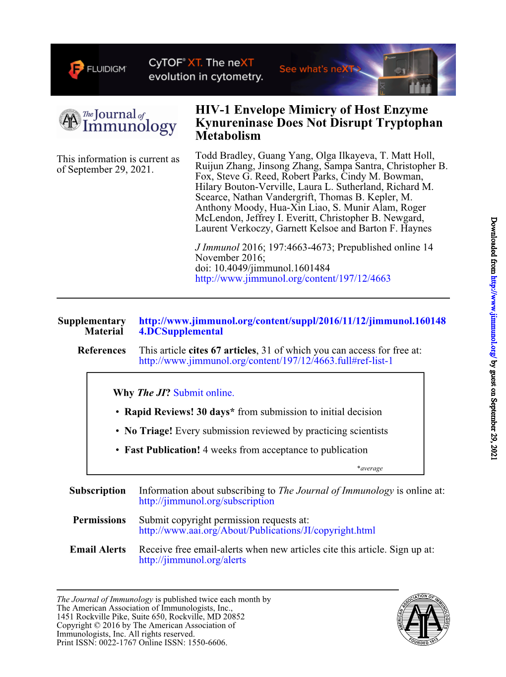 HIV-1 Envelope Mimicry of Host Enzyme Kynureninase Does Not Disrupt Tryptophan Metabolism