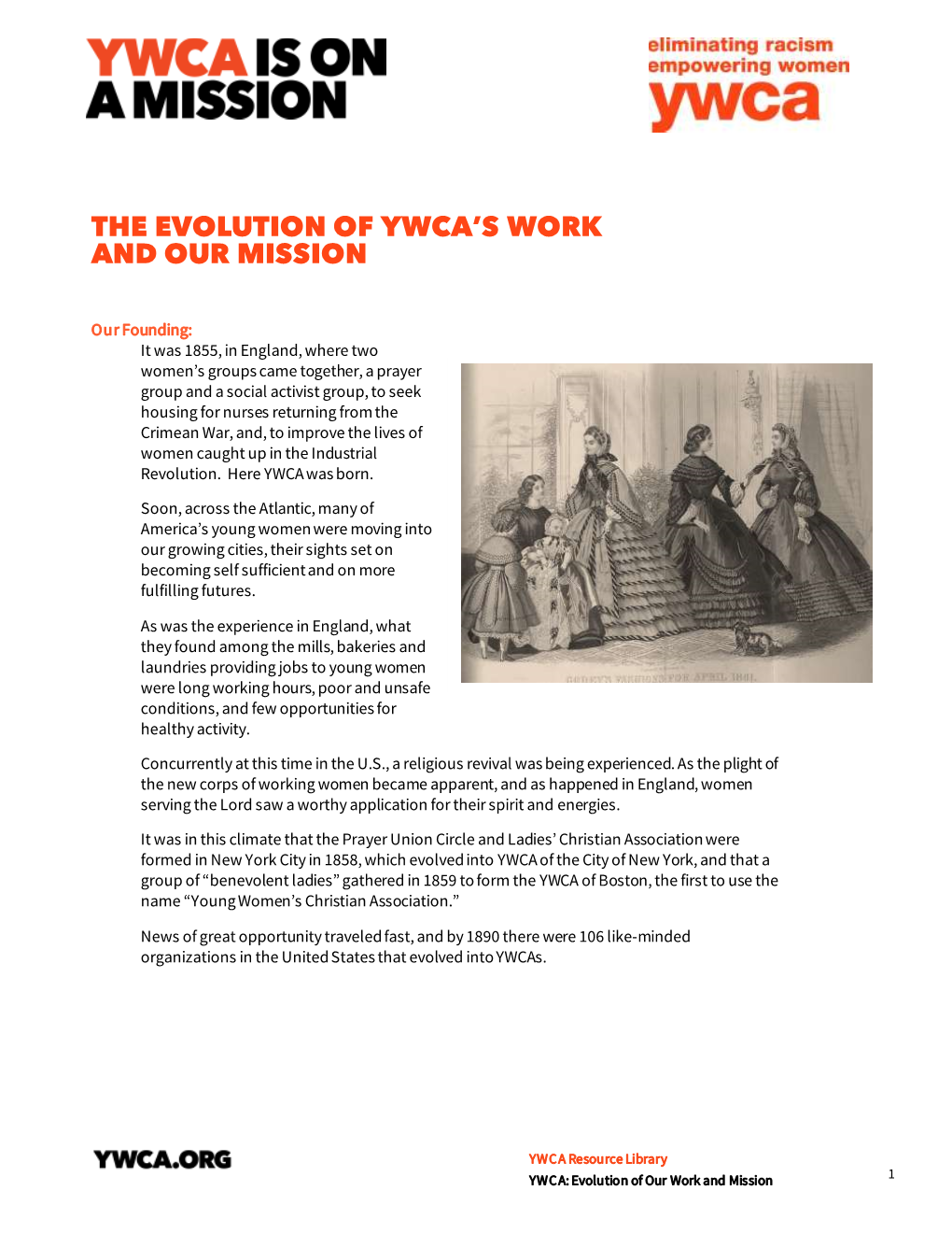 The Evolution of Ywca's Work and Our Mission