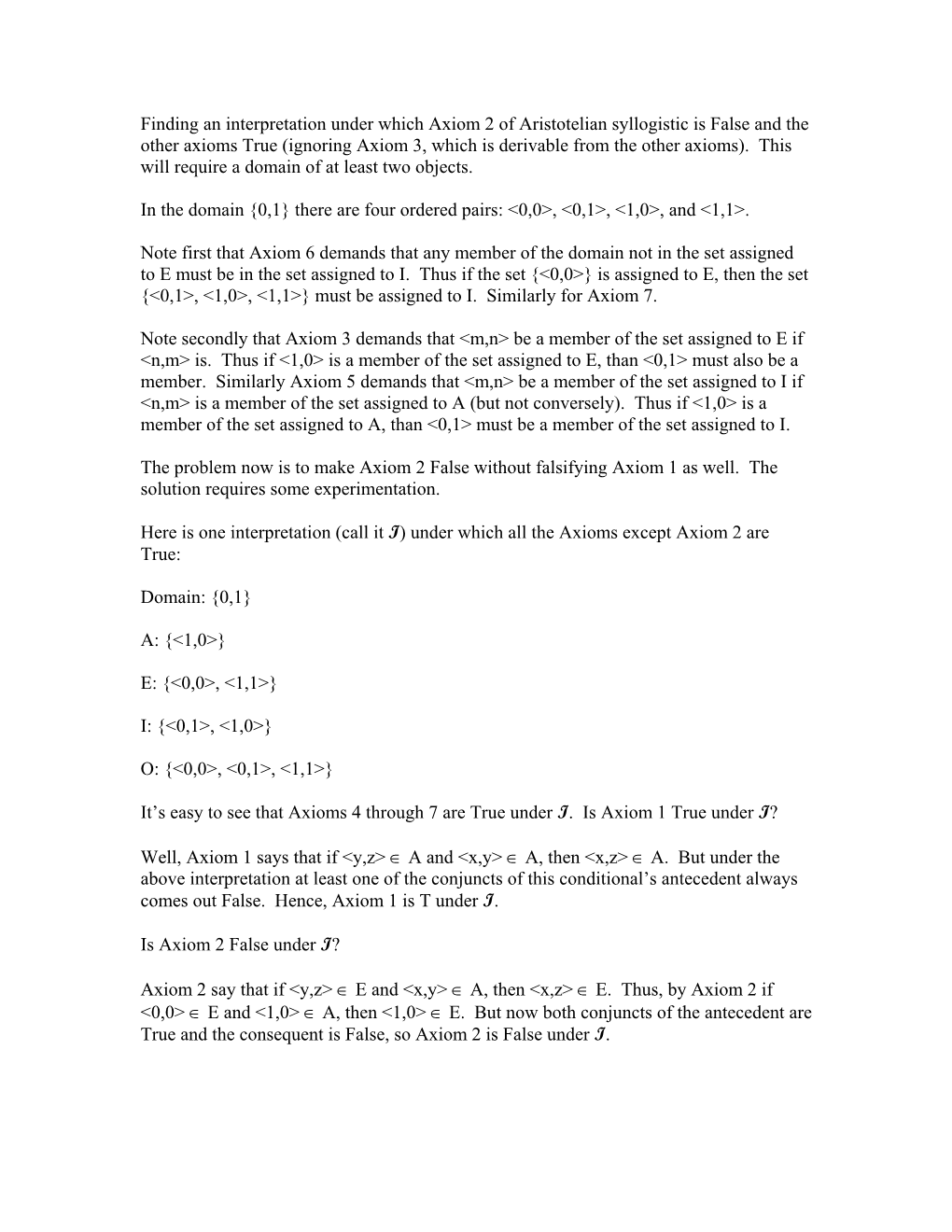 Finding an Interpretation Under Which Axiom 2 of Aristotelian Syllogistic Is