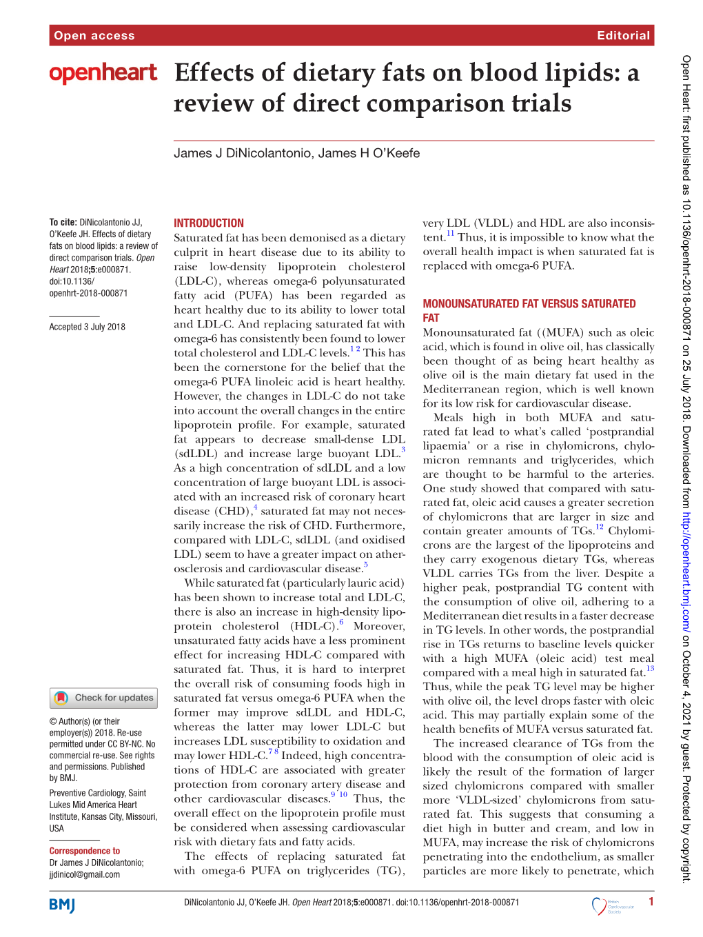 Effects of Dietary Fats on Blood Lipids: a Review of Direct Comparison Trials