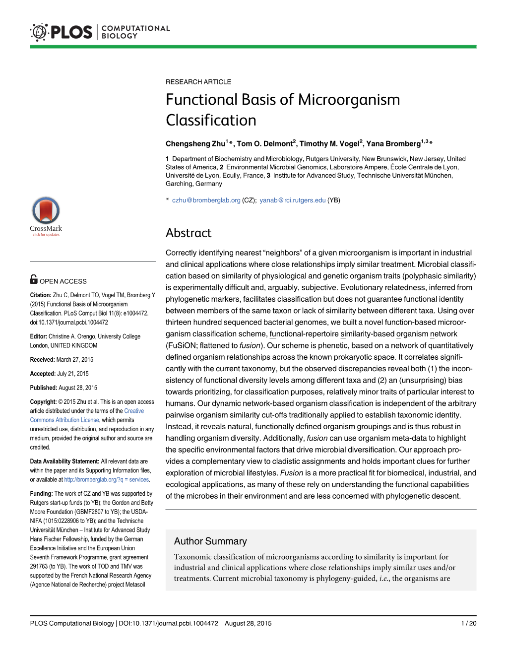 Functional Basis of Microorganism Classification