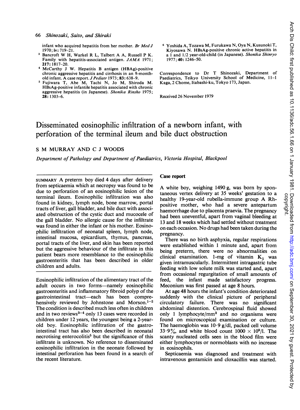 Disseminated Eosinophilic Infiltration of a Newborn Infant, with Perforation of the Terminal Ileum and Bile Duct Obstruction