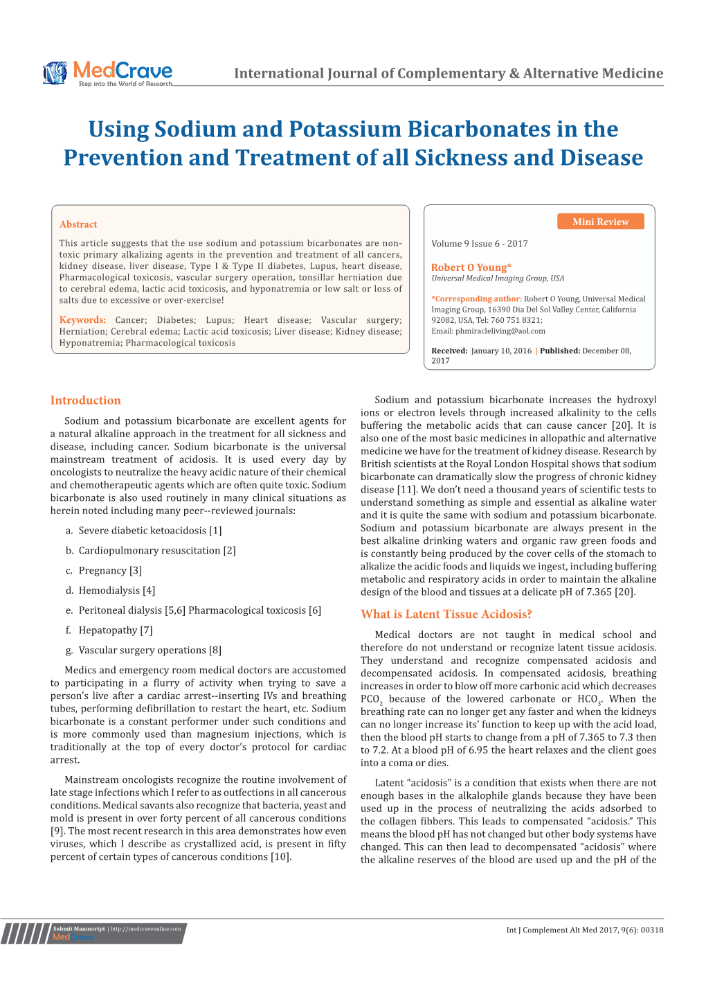 Using Sodium and Potassium Bicarbonates in the Prevention and Treatment of All Sickness and Disease