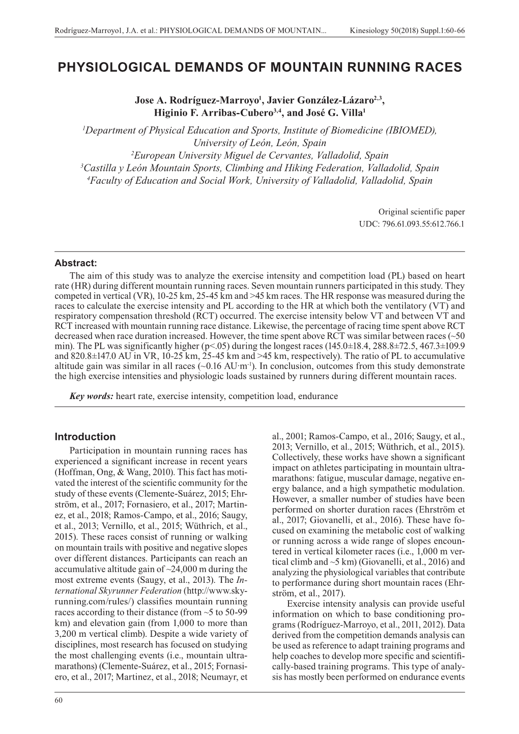 Physiological Demands of Mountain Running Races