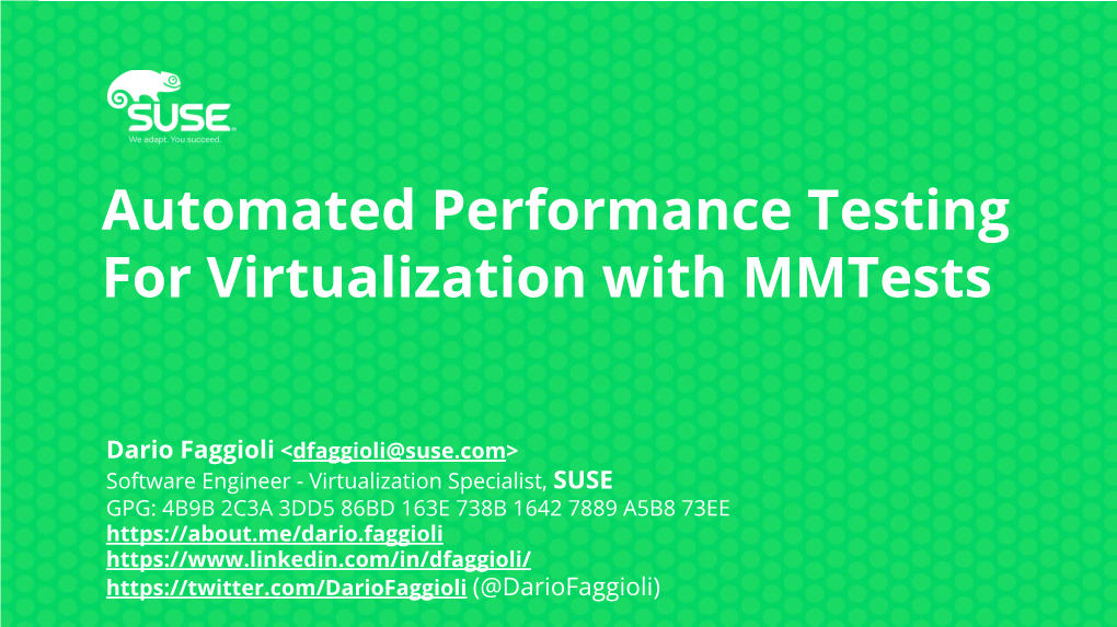 Automated Performance Testing for Virtualization with Mmtests