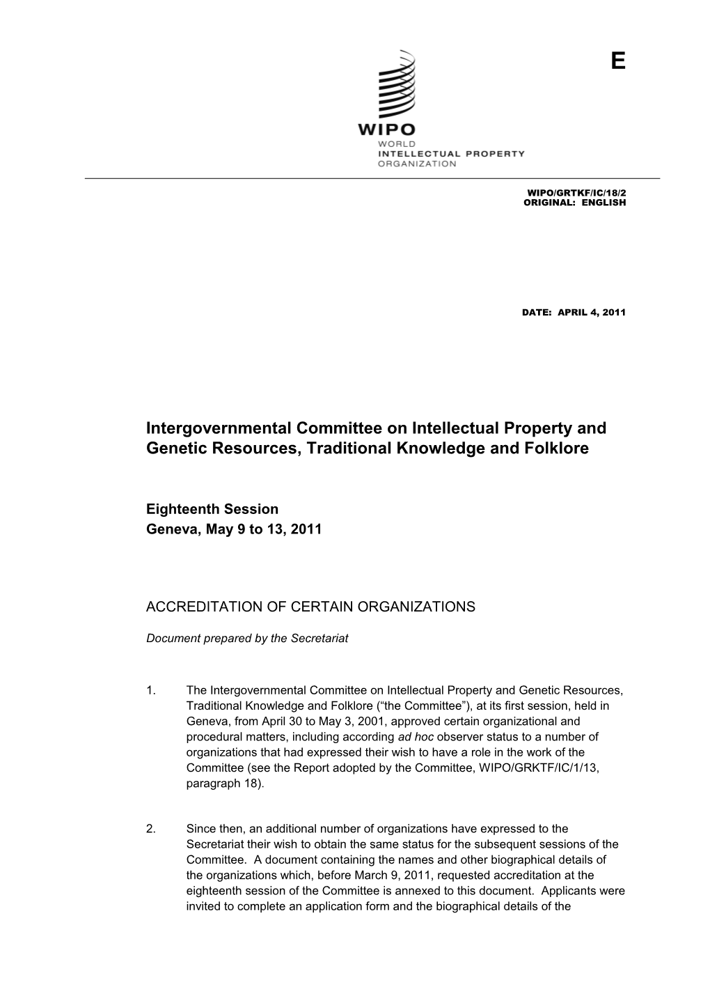 Intergovernmental Committee on Intellectual Property and Genetic Resources, Traditional