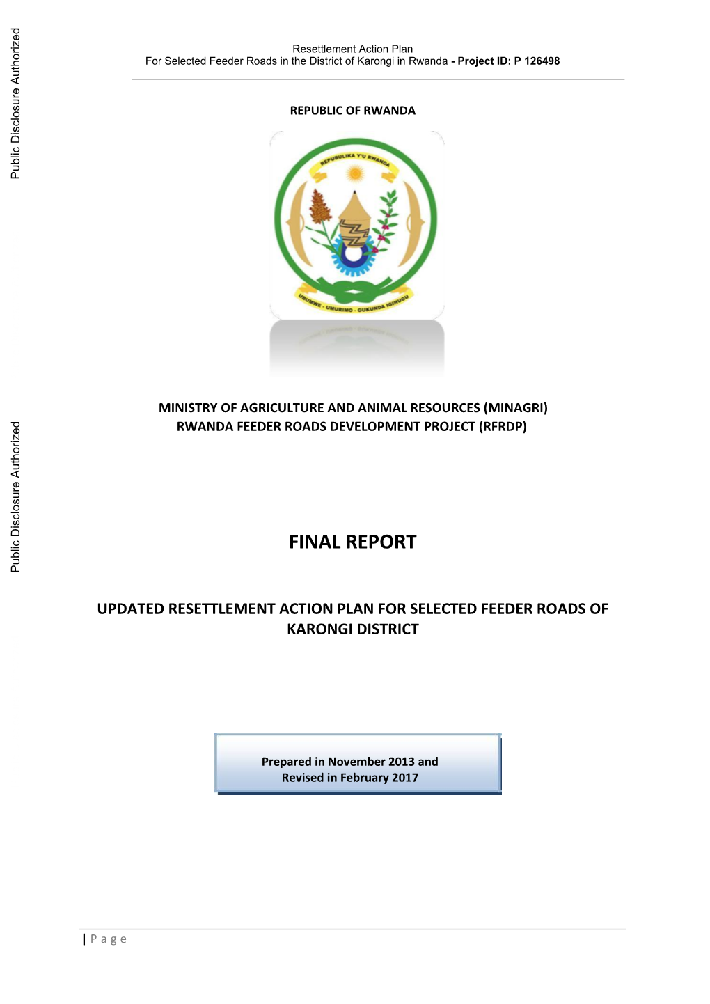 Resettlement Action Plan Estimates/ Budget