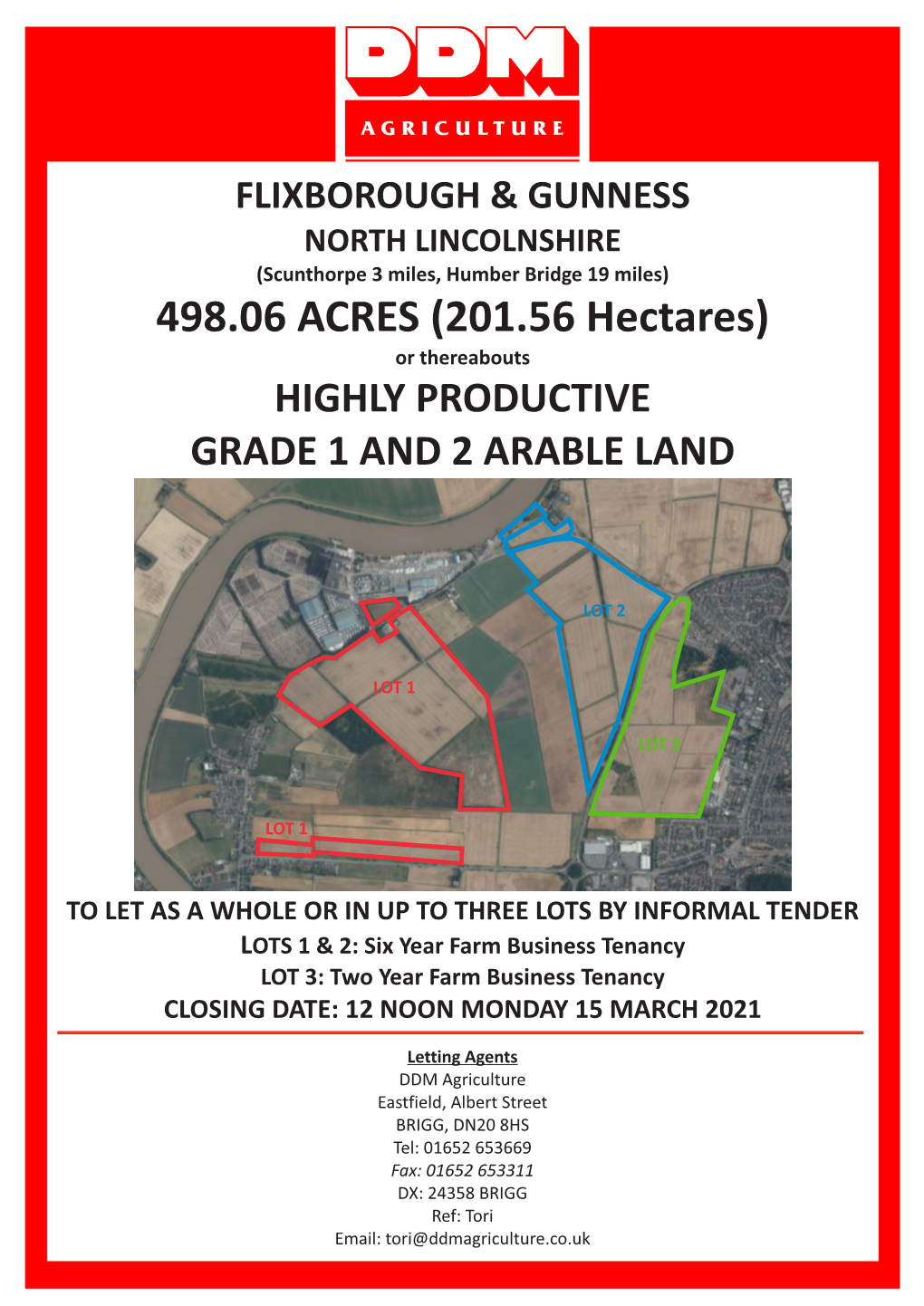 Land at Flixborough & Gunness, Letting Particulars.Cdr