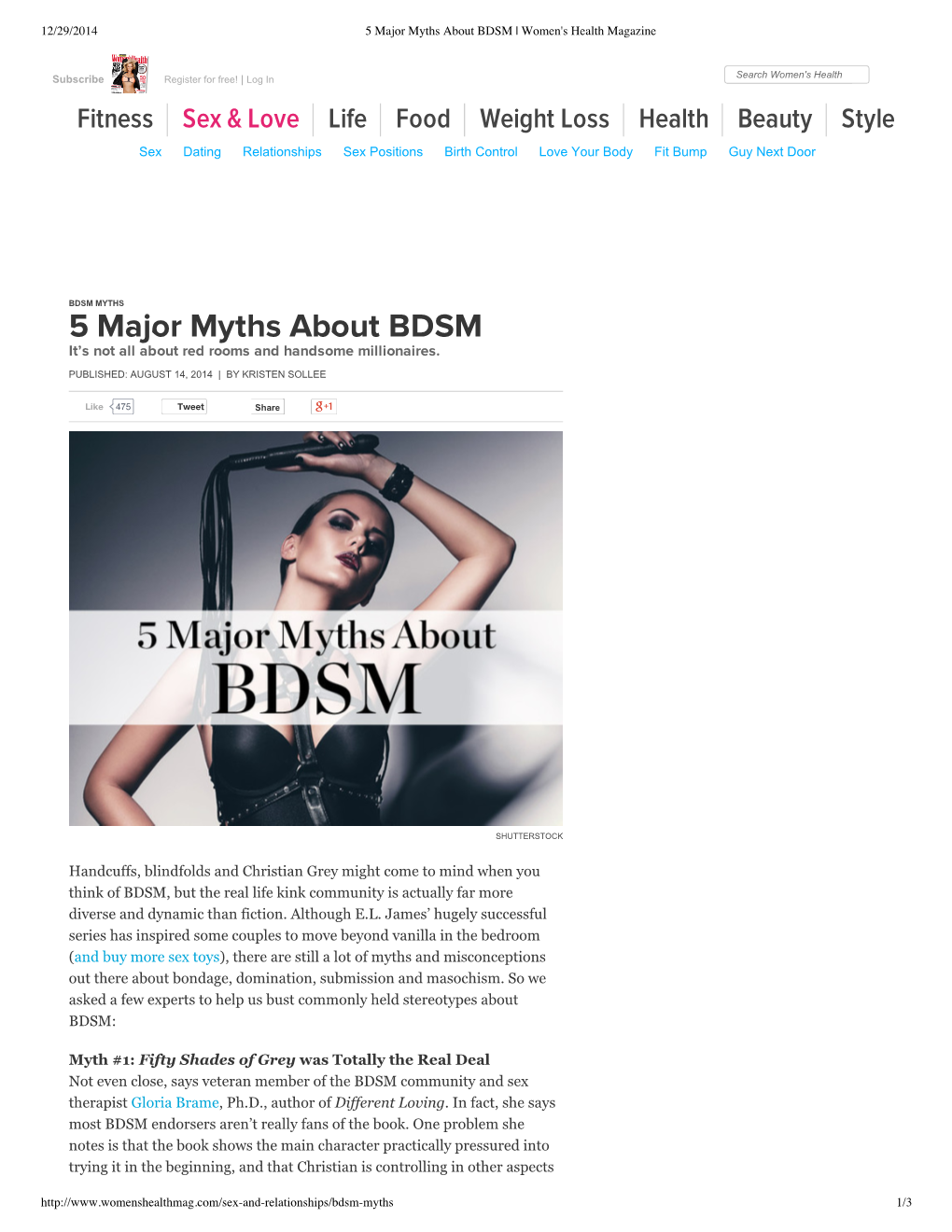 5 Major Myths About BDSM | Women's Health Magazine