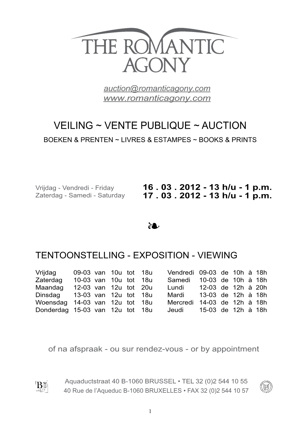 Veiling ~ Vente Publique ~ Auction Boeken & Prenten ~ Livres & Estampes ~ Books & Prints