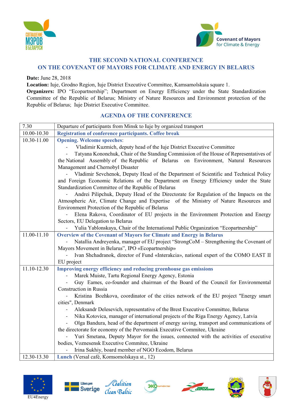 The Second National Conference on the Covenant of Mayors for Climate and Energy in Belarus