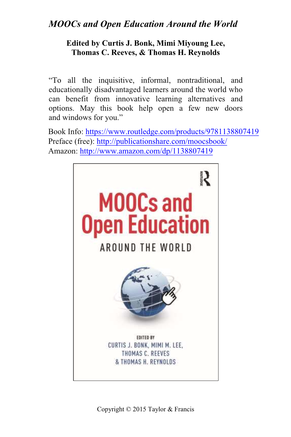 Moocs and Open Education Around the World Book