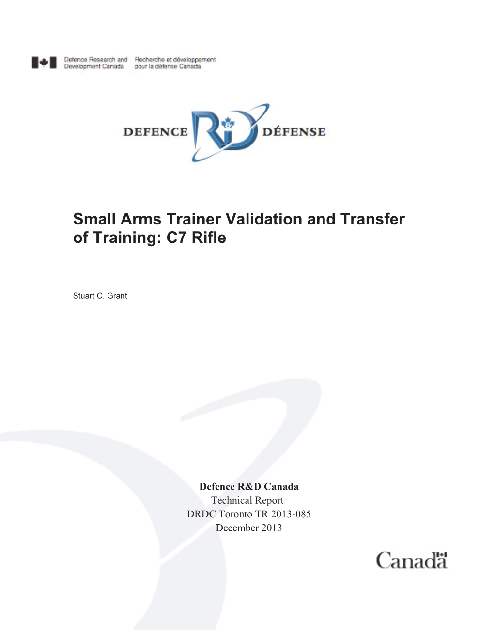 Small Arms Trainer Validation and Transfer of Training: C7 Rifle