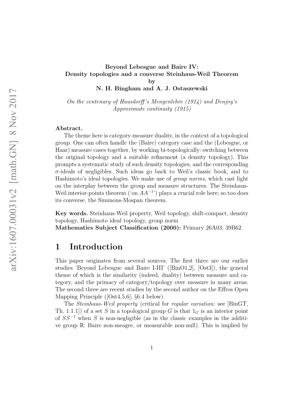 Beyond Lebesgue and Baire IV: Density Topologies and a Converse