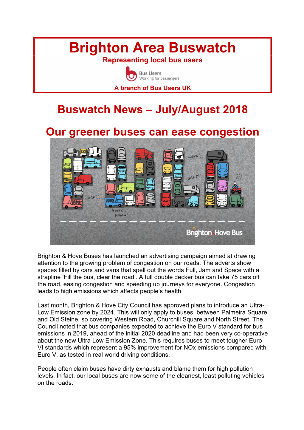 For Our July/August 2018 Newsletter