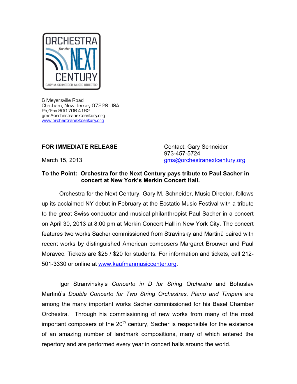 Press Release April 30 Paul Sacher