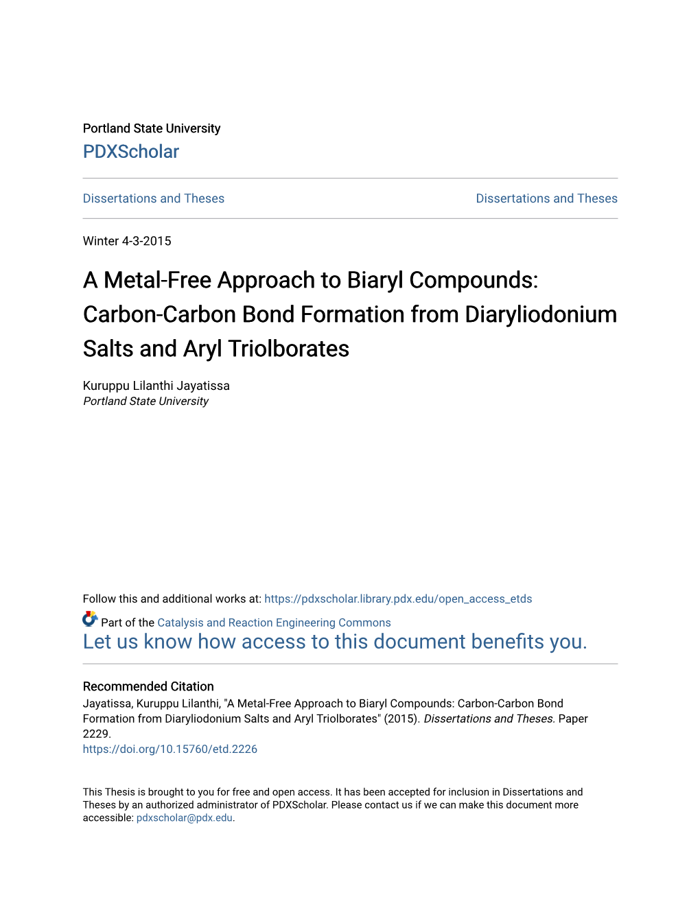 A Metal-Free Approach to Biaryl Compounds: Carbon-Carbon Bond Formation from Diaryliodonium Salts and Aryl Triolborates