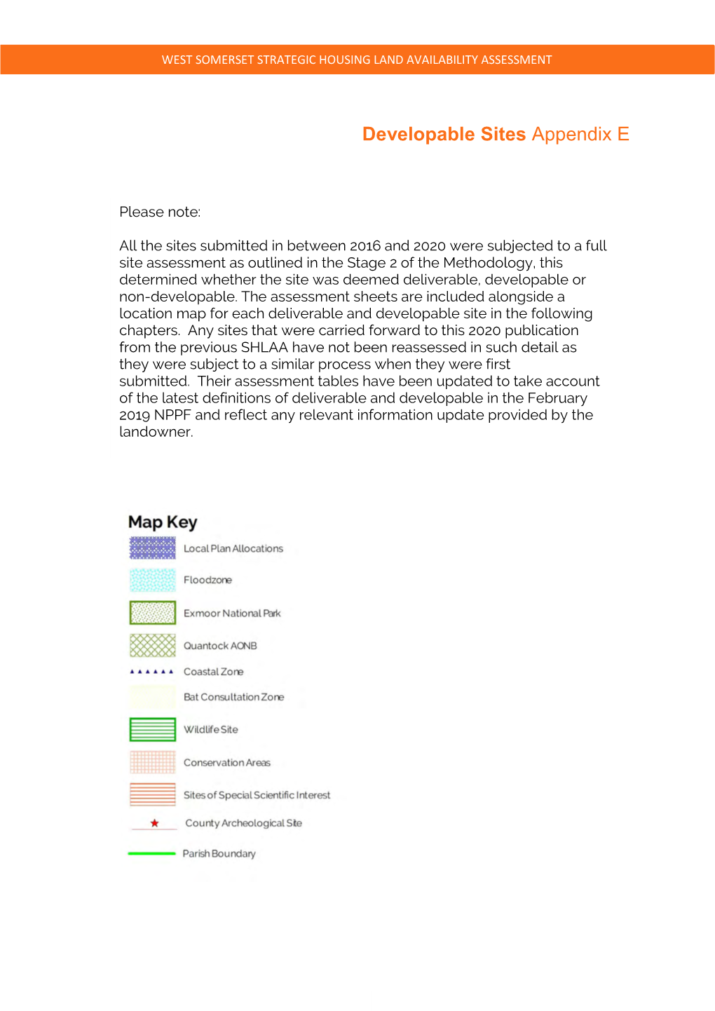 WS SHLAA 2020 Appendix E Developable Sites
