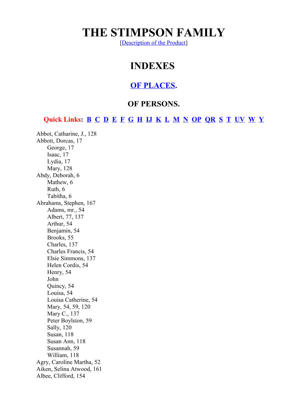 Index of Peksons