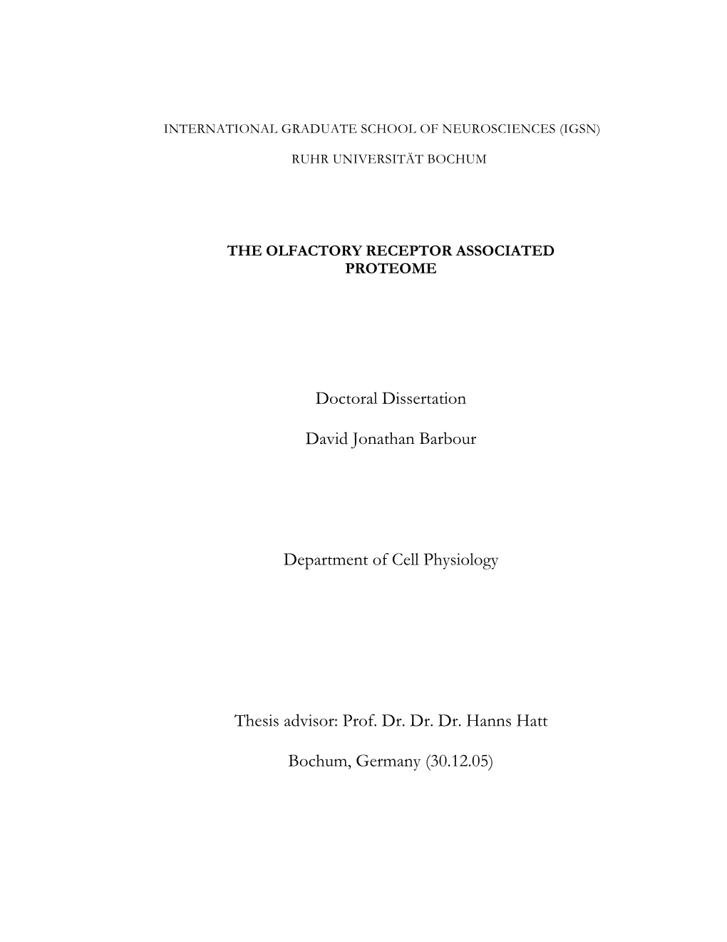 The Olfactory Receptor Associated Proteome