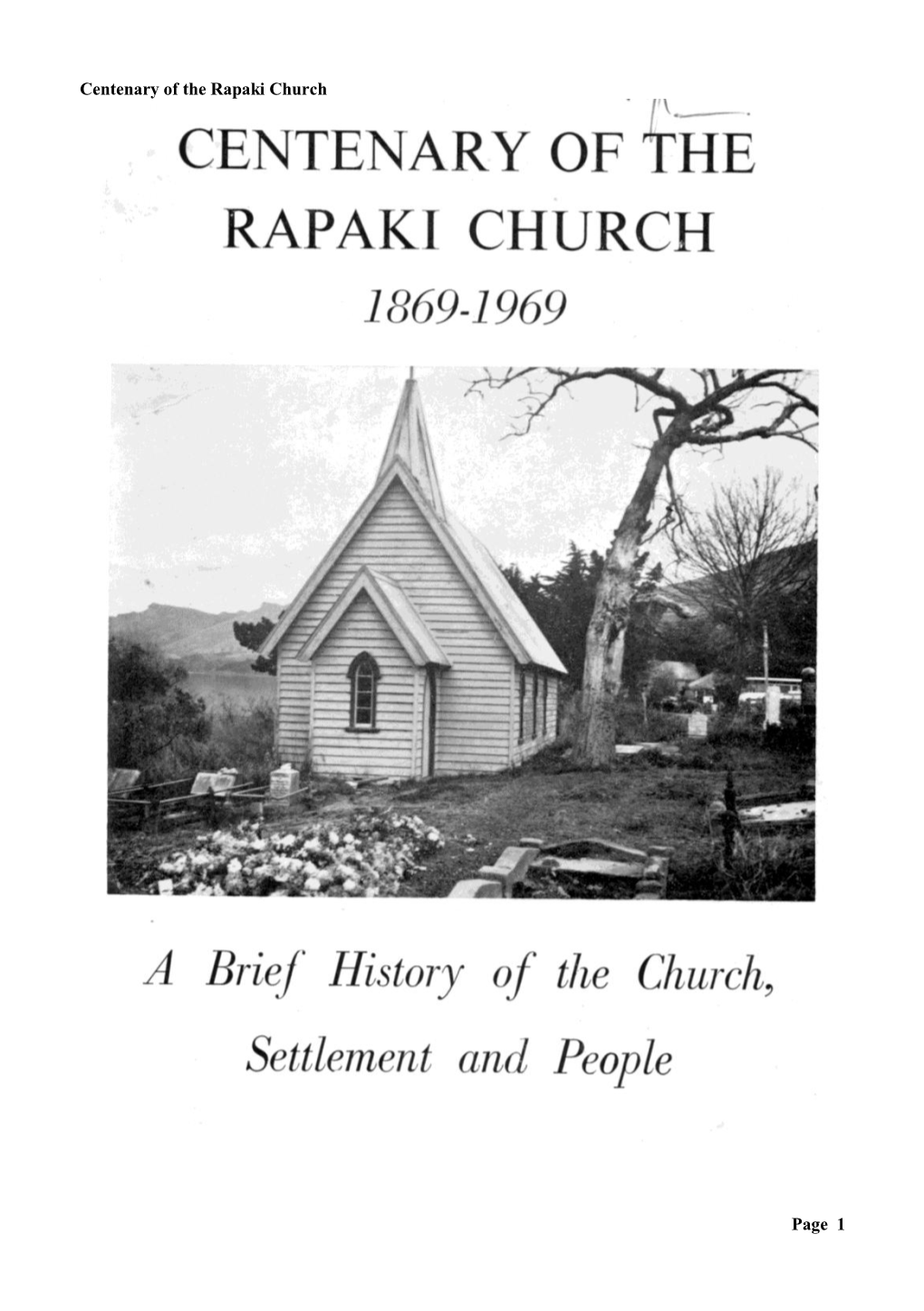 Centenary of the Rapaki Church Page 1