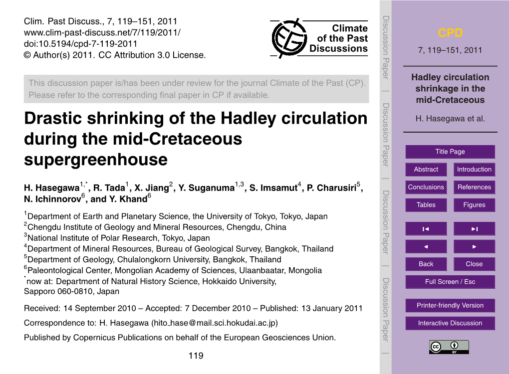 Hadley Circulation Shrinkage in the Mid-Cretaceous