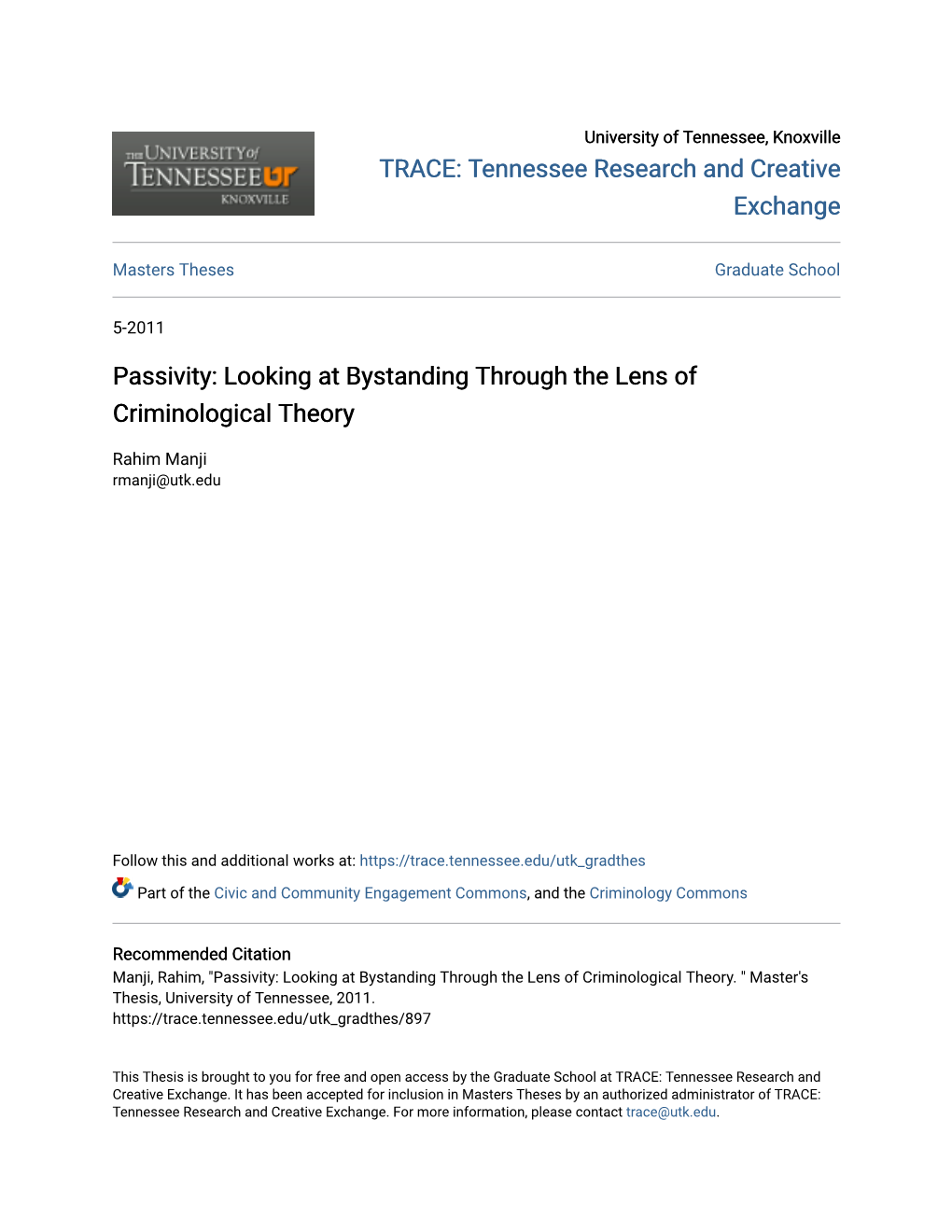 Passivity: Looking at Bystanding Through the Lens of Criminological Theory