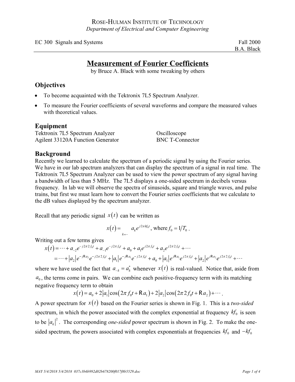 Measurement of Fourier Coefficients