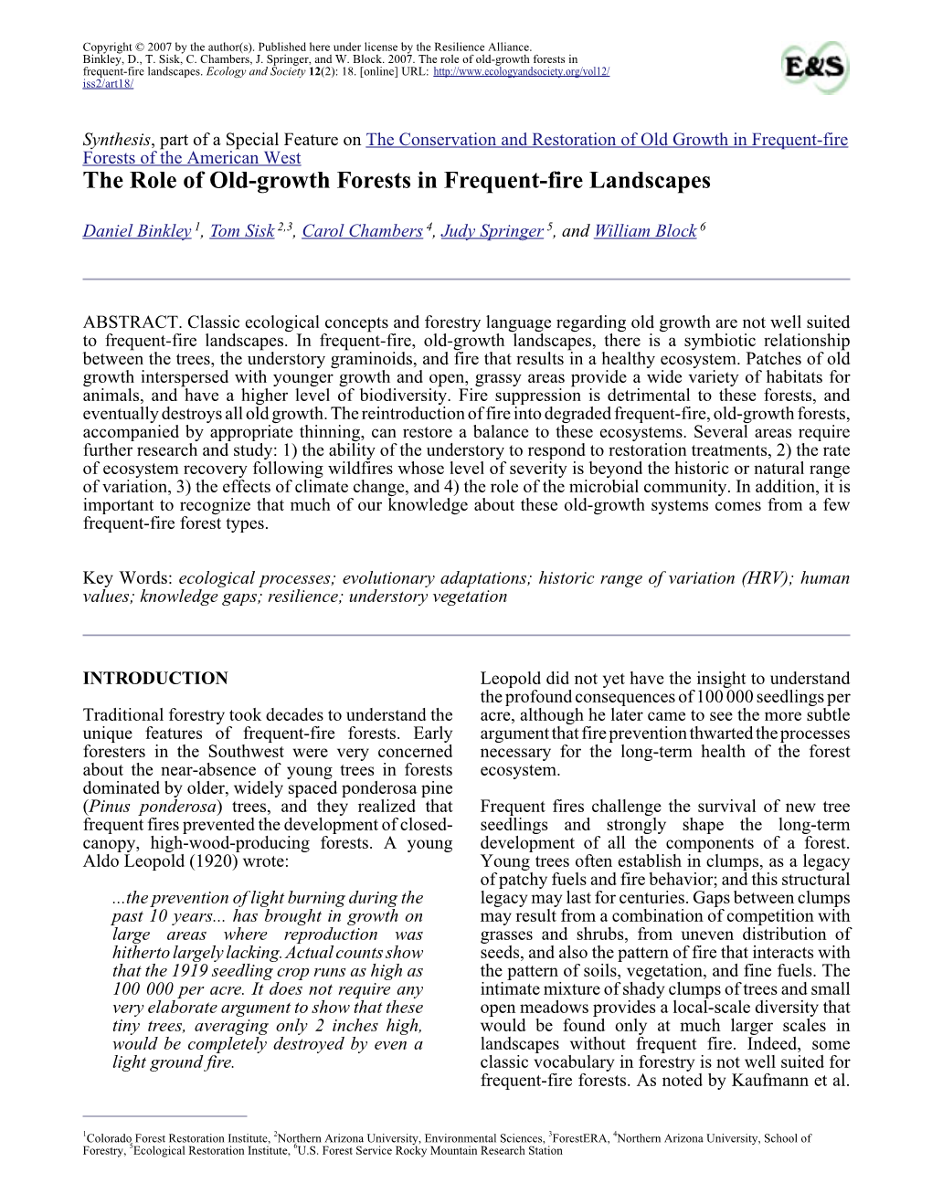 The Role of Old-Growth Forests in Frequent-Fire Landscapes