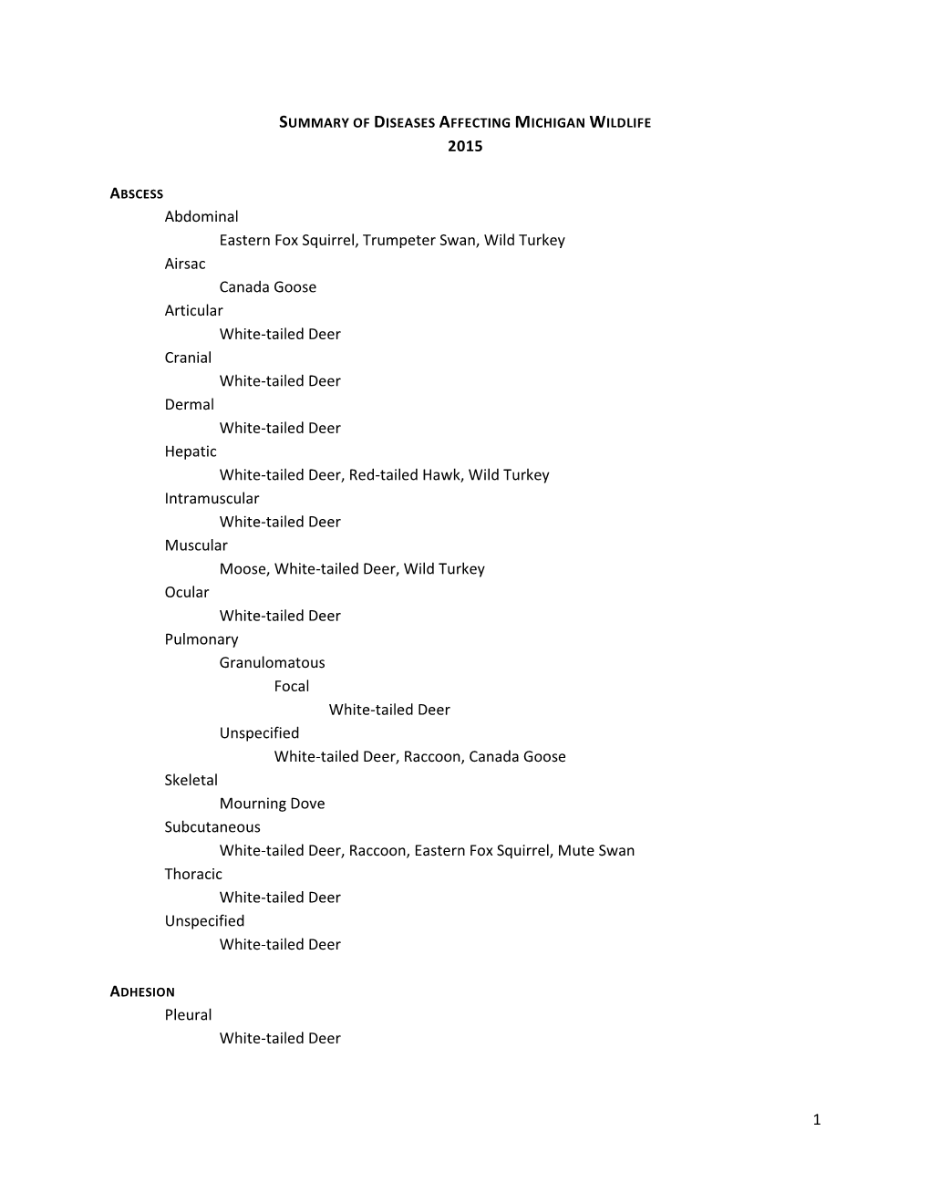 2015 Disease Summary