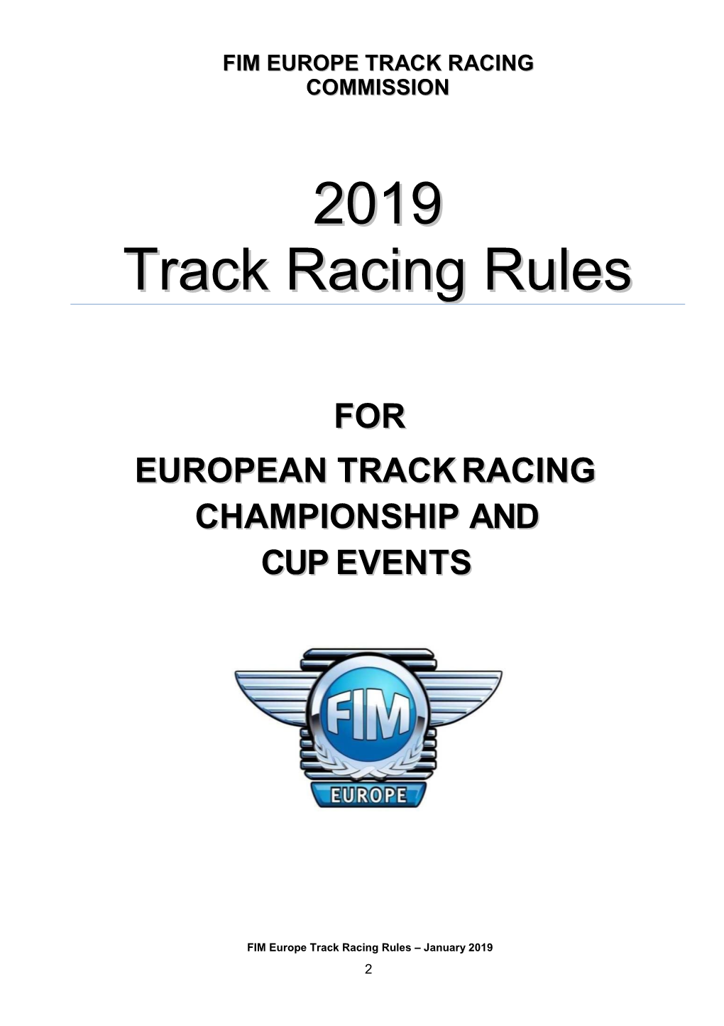 2019 Track Racing Rules