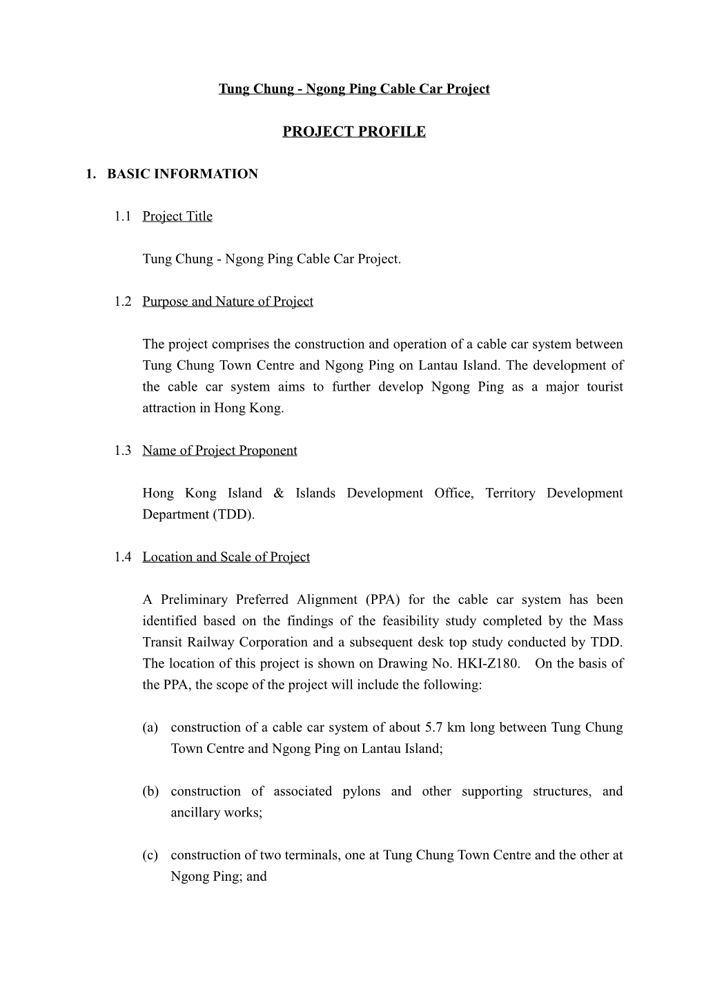 Tung Chung - Ngong Ping Cable Car Project