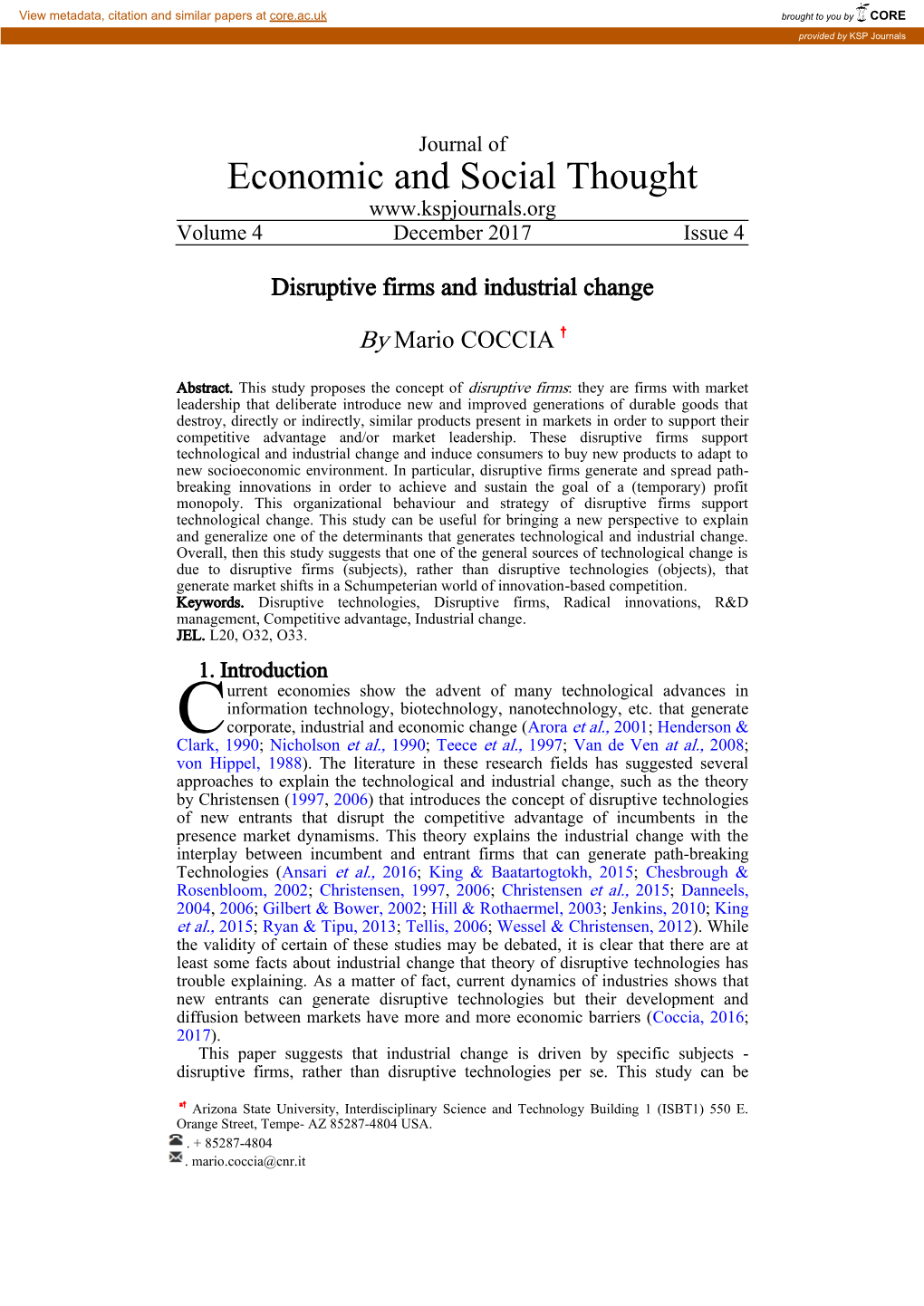 Economic and Social Thought Volume 4 December 2017 Issue 4