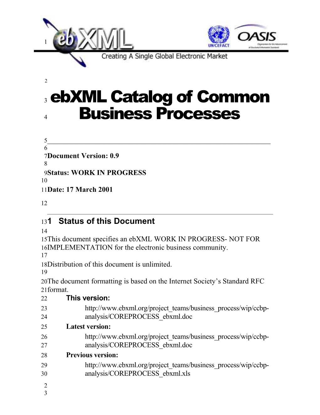 Ebxml Catalog of Common Business Processes