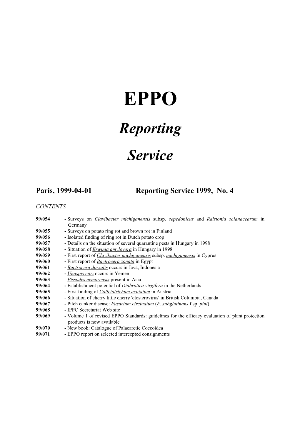 Reporting Service 1999, No