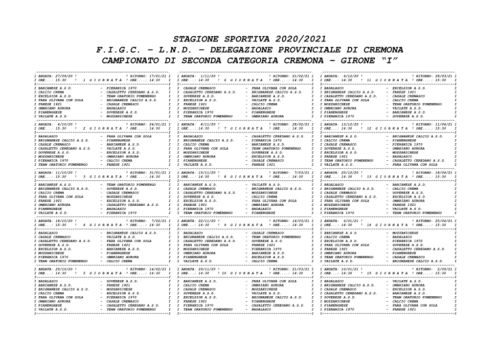 Stagione Sportiva 2020/2021 Figc