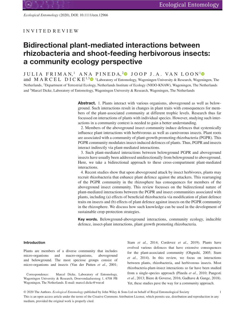 Bidirectional Plant‐Mediated Interactions Between Rhizobacteria and Shoot‐Feeding Herbivorous Insects