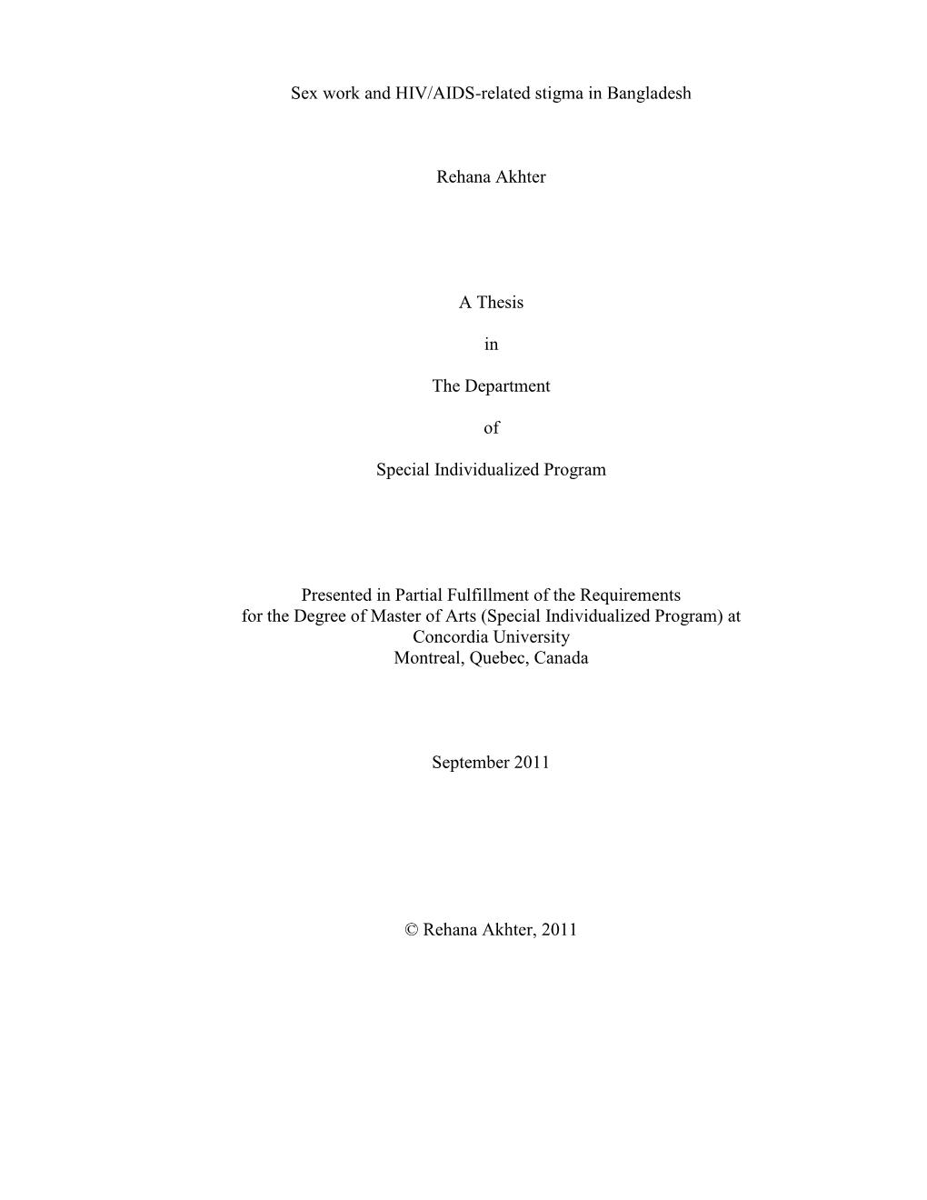 “Sex Work and HIV/AIDS-Related Stigma in Bangladesh”