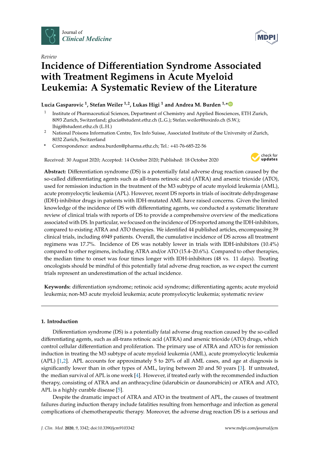 Incidence of Differentiation Syndrome Associated with Treatment