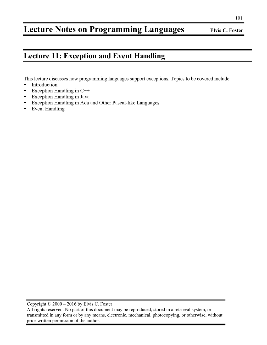 Lecture Notes on Programming Languages Elvis C